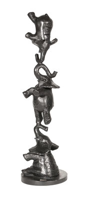 Philippe Berry, Equilibre d'elephants patine noire, 55cm, Galerie Gabel, Côte d'Azur, France