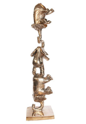 sculpture dorée, totem éléphants, sculpture elephants, philippe Berry, galerie d'art Antibes, sculpture pour bureau, galerie d'art Monaco