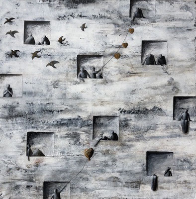 Sophie Hustin, acrylique sur toile. 100X100cm. Galerie Gabel. Biot. France