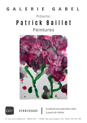 Invitation au vernissage de l'exposition de Patrick Baillet à  la Galerie Gabel