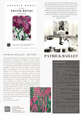 Dossier de presse patrick baillet, expo septembre 2022, Galerie d'art Cote d'Azur, Biot