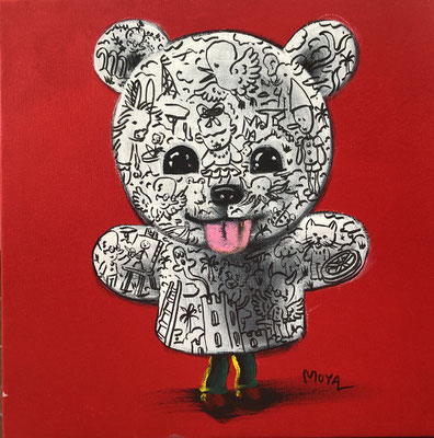 Moya-Acrylique sur toile- fond rouge-40X40cm-Galerie Gabel-BIOT 