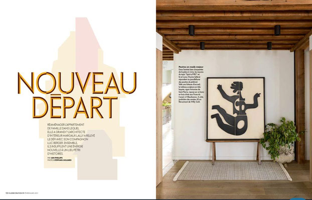ELLE DECORATION février 2021, bas relief EVA, Antonine de Saint Pierre