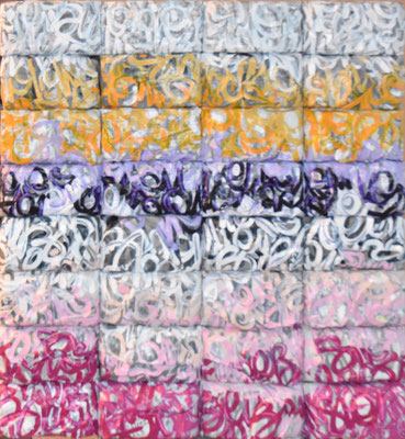 Thierry Michelet dit Joseph- 82X92cm- 32 compressions de papier tagué sur support bois-galerie Gabel-Biot - josephartwork