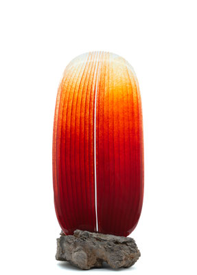 Jonathan Ausseresse, Fluence, verre rouge, artiste verrier. Galerie Gabel Biot