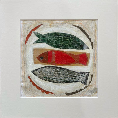 Yves Bonhomme, techniques mixtes sur papier, 32X32cm encadrés - Galerie Gabel - Biot