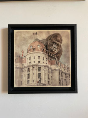 OliR , photomontage, art numérique, tirage 8 ex. vernis sur Dibond dans caisse américaine 29X29cm 180€. Galerie Gabel, Biot