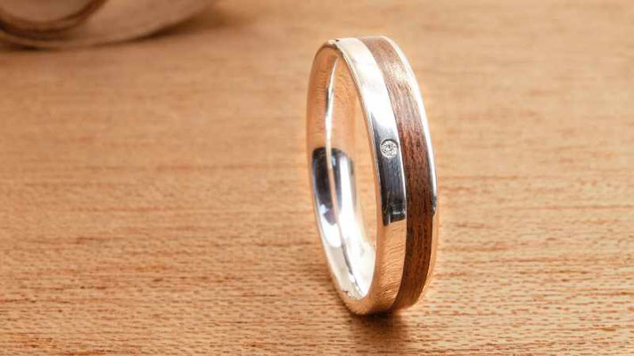 Verlobungsring | Silber, Mahagoni & Brilliant