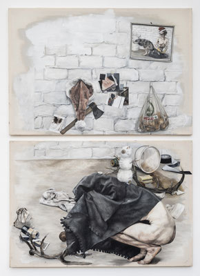 Lydia Balke "But What If We Need One Second Of Sleep? (Hibernation Battlefield III + IV), 2018, 110 x 160 cm, Öl und Acryl auf Leinwand