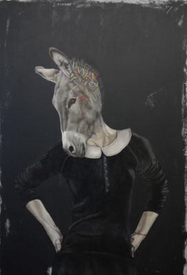 Lydia Balke "and the ass saw the asshole", 2016, 160 x 110 cm, Öl auf Leinwand