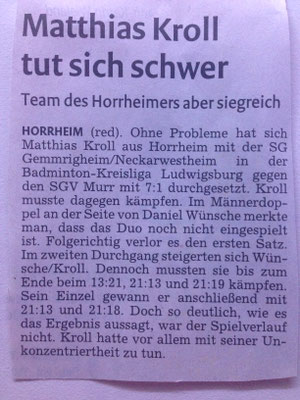 Bericht Spieltag