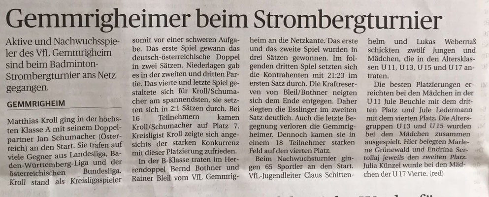 Bericht Strombergturnier Illingen 2016