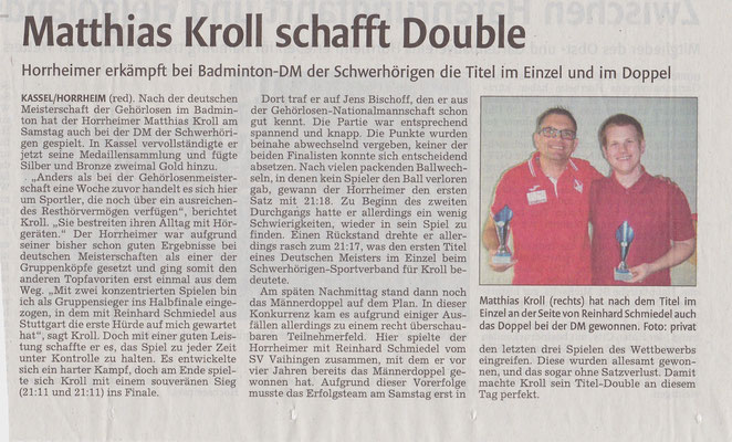 Bericht Schwerhörigen-DM in Kassel 2016