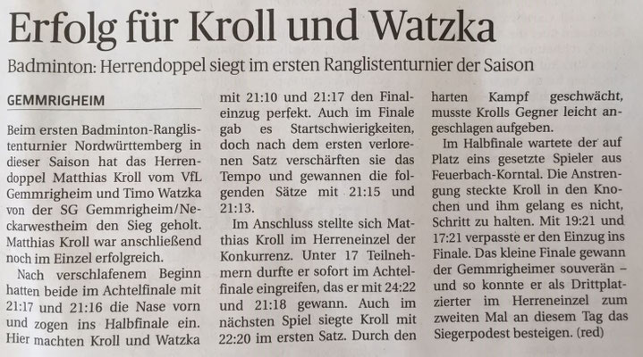 Bericht Neckar-Enz-Bote Ranglistenturnier Feuerbach 2016