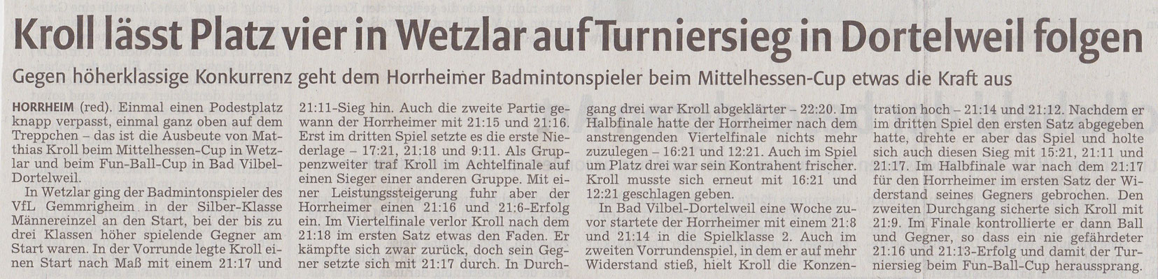 Bericht Hessen-Cup Wetzlar 2016