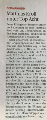 Bericht Erlanger Sommerturnier 2016