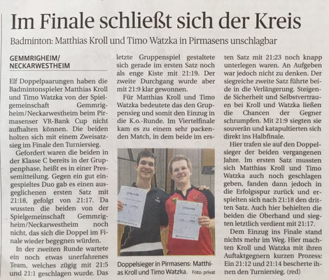 Bericht VR-Bank Cup in Pirmasens 2016