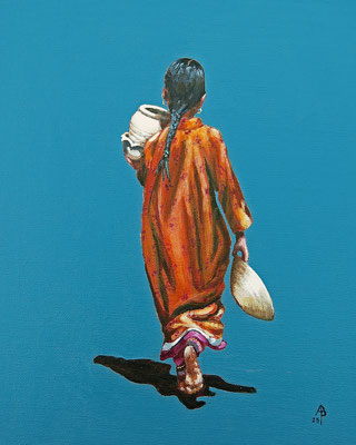 The potter's daughter, Bahla, Oman - Acrylic on canvas board, 10 x 8 inches (25 x 20 cm)