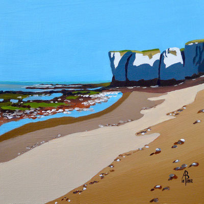 SOLD - Chalk deposits, Botany Bay, Kent - oil on gessoed card, 8 x 8 inches (20 x 20 cm).  Private client.