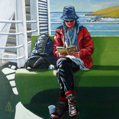 Reader on a ferry - Sold at UA Exhibition, Bankside Gallery, 2015