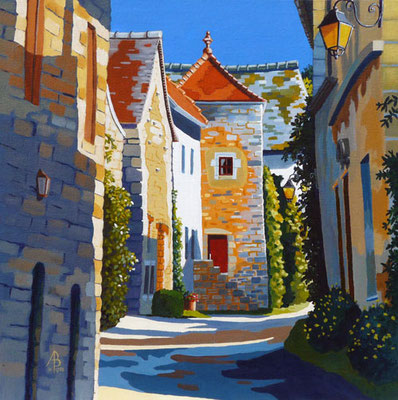 Chateauneuf en Auxois, Burgundy - Acrylic on canvas board, 19 x 19 inches.  Sold through gallery