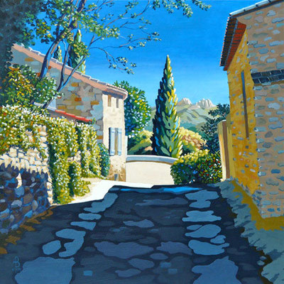Seguret, Provence - Acrylic.  MacGregor Gallery, Glasgow.  Loveday Trophy, Best of Hampshire exhibition.  Highly Commended, Test Valley Arts