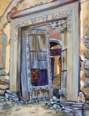 Old doorway, Oman - Acrylic, 16 x 12 inches (40 x 30 cm).  Private client