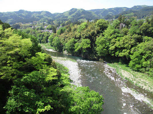 多摩川の清流と新緑を見下ろす