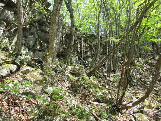 途中、人工的に石組みしたような岩場がありました　火山活動の名残と思いますが不思議な岩稜です