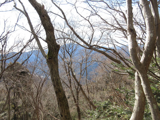 経ヶ岳は大きなベンチもあり、仏果山からの縦走コースとしても人気の山　必ず何組もの登山者が休憩している　この日は「西山を守る会」メンバーも経ヶ岳山頂でお弁当　私はまずはスケッチで、お昼は歩きながら頬張ることに…