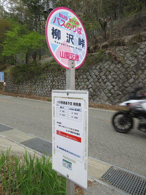 峠のバス停　土日のみ、一日2本　ありがたい