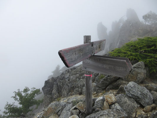 標識の記していた時間の倍近くかかり、ようやく地蔵岳への分岐地点へ　ここに来ても一体どこに地蔵岳があるのか、全く見えない