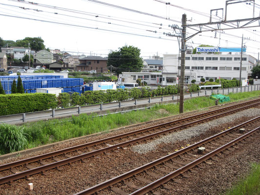 こんな感じで線路の向こう側に工場がある