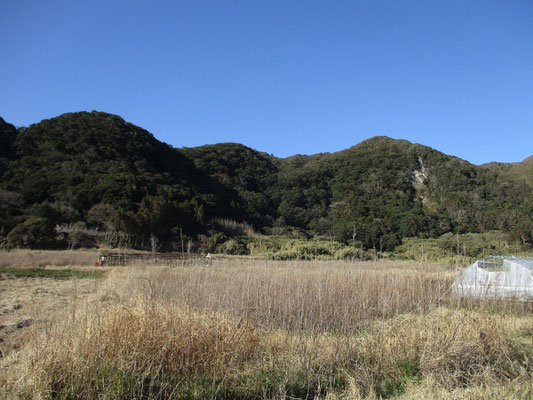 同じ様な様子の低山が続く　真ん中の奥あたりが多分高塚山