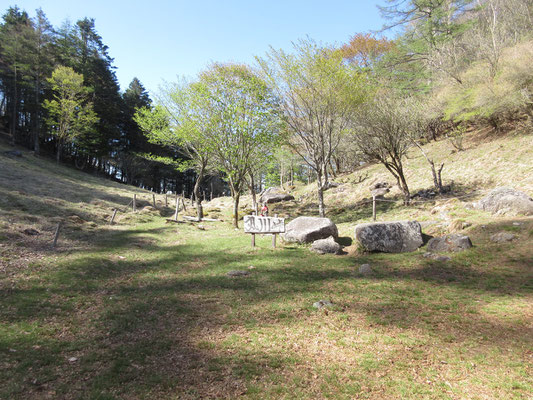 小屋裏にある広場　昔は毎夏8月の最終週末にここで峠のコンサートを開いた　お椀の底のような場所なので、音がきれいに響いた