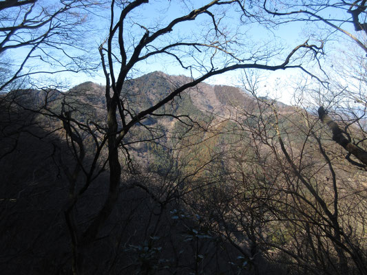 登ってくると、右手にカッコいい山が見える 仏果山に続く稜線の途中 革籠石山(かわごいしやま)か…