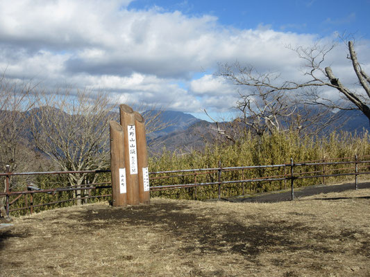 山名標識の後方には丹沢山塊