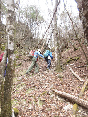 トップを行く打田さん　もう少しで上に到着