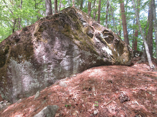 途中にあった大岩　写真では今一つだが、右端の影が何やら顔のよう　山旅師匠命名「人面岩」