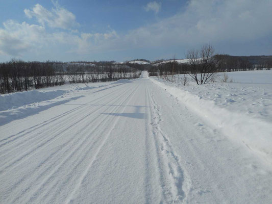 北海道特有の何処までもまっすぐな道、かつて斜里岳登山口をめざしこの道を車で走ったことがあったと思い出す