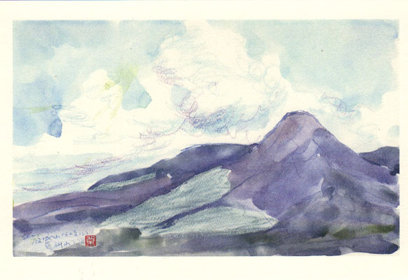 殿城山分岐にて蓼科山と空