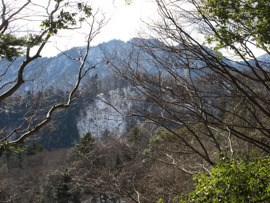 見通しの良い場所に出ると、向こうに鍋嵐が立派に見える