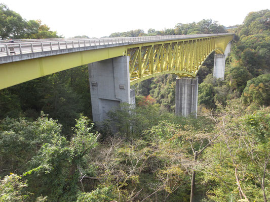 現場だと内臓がすくむような高度感の大橋　ここから描いた絵巻物の作品を見たことがあるが、描きたくなる気持ちはよく分かる　が、この日は展望期待できず、一路横浜へ