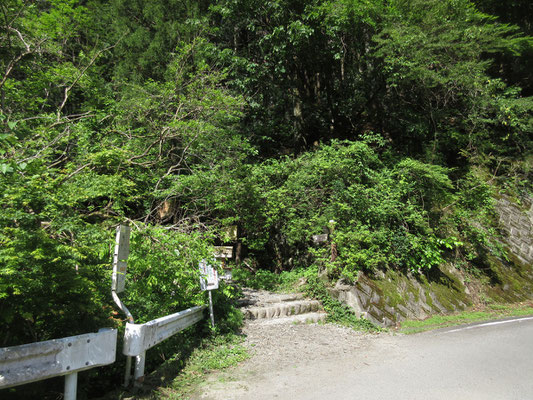 湖の周りの車道をしばらく歩くと登山口