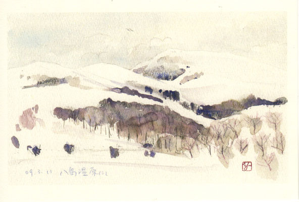 残雪の八島湿原