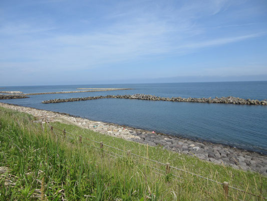 この日の日本海はとても静かだった 際まで行って海水に手を浸した