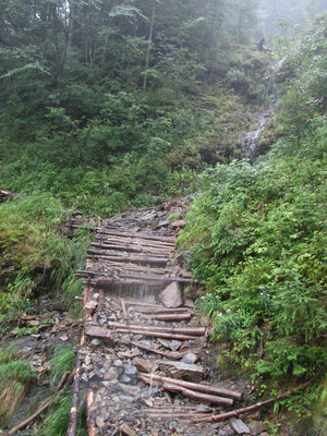 登山道がほぼ水路状態