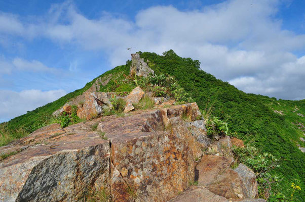 振り返り見上げる剣ヶ峰