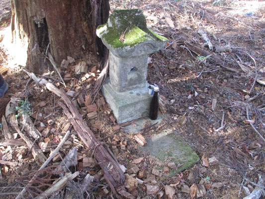 舟山の石祠　見回してみたが、以前あったと言う山名板は見当たらなかった