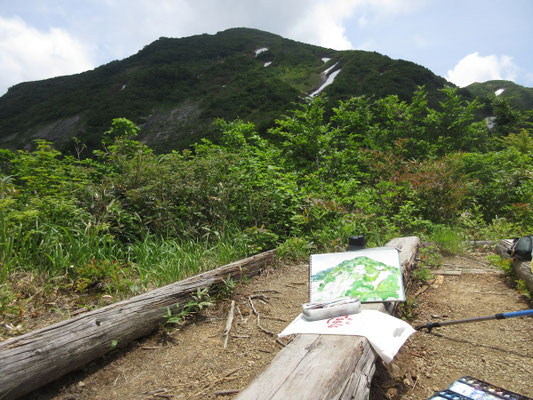 さっそくスケッチ そしてお弁当タイム ゆっくり過ごして下山